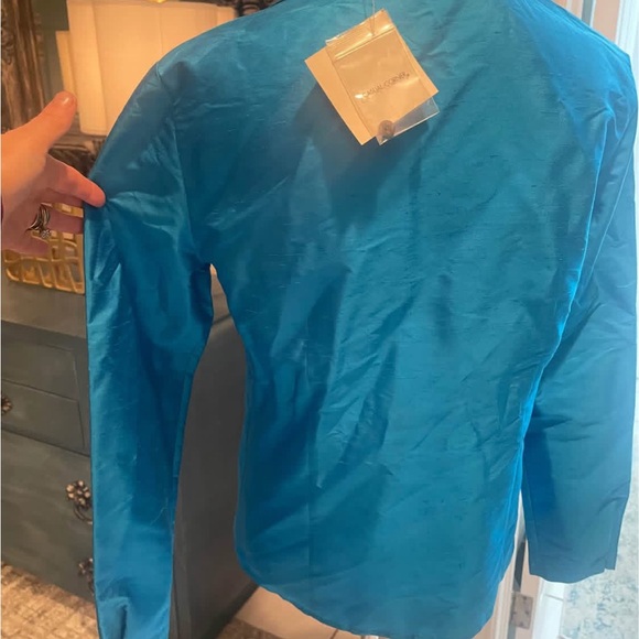 VTG Casual  corner 100% SILK NWT Button Down Blouse Women’s 6 Beautiful Blue - Picture 6 of 11
